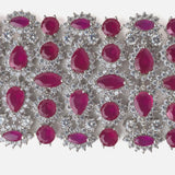 White Finish Ruby & Zircons Choker Necklace Set