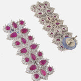 White Finish Ruby & Zircons Choker Necklace Set