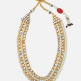 Gold Finish Pearl & Kundan Polki Mala