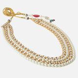 Gold Finish Pearl & Kundan Polki Mala