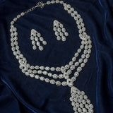 White Finish Zircon Long Necklace Set