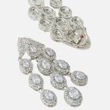 White Finish Zircon Long Necklace Set