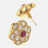 Gold Finish Red Kundan Polki & Red Stones Choker Necklace Set