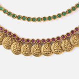 Gold Plated Multicolored Womens Short Necklace set