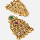 Gold Plated Multicolored Womens Long Necklace Set with Pair of Earrings