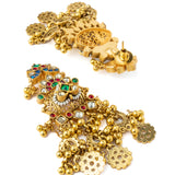 Gold Plated Green Womens Synthetic Stone Necklace Set with Pair of Earrings