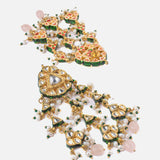 Saadgi Gold Plated Green Womens Choker Necklace Set with Pair of Earrings