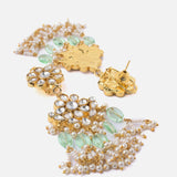 Saadgi Gold Plated Green Womens Choker Necklace Set with Pair of Earrings
