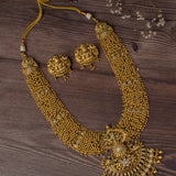 Saadgi Gold Plated Womens Long Necklace Set with Pair of Earrings