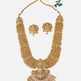 Saadgi Gold Plated Womens Long Necklace Set with Pair of Earrings