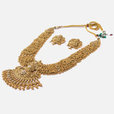 Saadgi Gold Plated Womens Long Necklace Set with Pair of Earrings