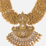 Saadgi Gold Plated Womens Long Necklace Set with Pair of Earrings