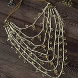 Gold Plated White Womens Pearl Long Necklace