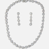 Silver Plated Womens Short Necklace Set with Pair of Earrings