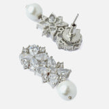 Silver Plated Womens Zircon Choker Necklace Set with Pair of Earrings