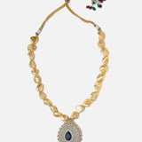 Florence Gold Plated Blue Womens Short Necklace Set
