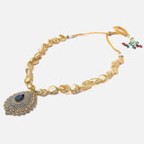 Florence Gold Plated Blue Womens Short Necklace Set