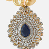 Florence Gold Plated Blue Womens Short Necklace Set