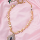 Florence Gold Plated Blue Womens Short Necklace Set