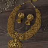 Gold Plated Womens Short Necklace Set with Pair of Earrings