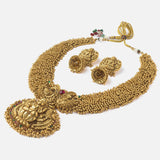 Gold Plated Womens Short Necklace Set with Pair of Earrings