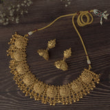 Gold Plated Womens Choker Necklace Set with Pair of Earrings