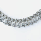 Silver Plated Womens Zircon Short Necklace Set with Pair of Earrings
