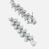 Silver Plated Womens Zircon Short Necklace Set with Pair of Earrings