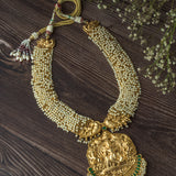 Gold Plated Green & White Womens Temple Long Necklace