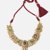 Gold Plated Multicolored Womens Short Necklace set