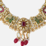 Gold Plated Multicolored Womens Short Necklace set