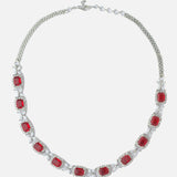 Silver Plated Pink Womens Short Necklace set