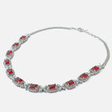Silver Plated Pink Womens Short Necklace set