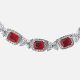 Silver Plated Pink Womens Short Necklace set