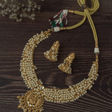 Gold Plated White Womens Short Necklace Set with Pair of Earrings