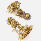 Gold Plated White Womens Short Necklace Set with Pair of Earrings