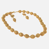 Gold Plated Womens Temple Long Necklace Set with Pair of Earrings