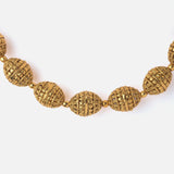 Gold Plated Womens Temple Long Necklace Set with Pair of Earrings