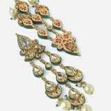 Gold Plated Womens Kundan Short Necklace Set with Pair of Earrings