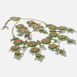 Gold Plated Womens Kundan Short Necklace Set with Pair of Earrings