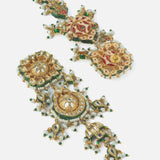 Gold Plated Womens Kundan Short Necklace Set with Pair of Earrings