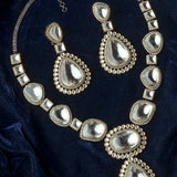 Mehvisha Rodium Plated Kundan Necklace Set