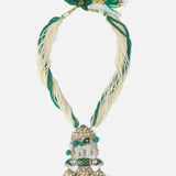 Gold Plated Green & White Womens Beads Long Necklace