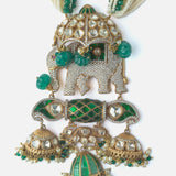 Gold Plated Green & White Womens Beads Long Necklace