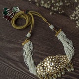 Gold Plated White Womens Kundan Choker Necklace