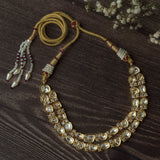 Gold Plated Womens Kundan Short Necklace