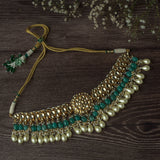 Gold Plated Green Womens Beads Choker Necklace