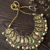 Gold Plated Multicolored Womens Kundan Choker Necklace