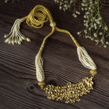 Gold Plated White Womens Kundan Choker Necklace