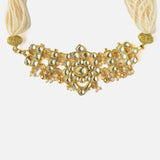 Gold Plated White Womens Kundan Choker Necklace